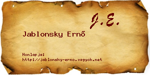 Jablonsky Ernő névjegykártya
