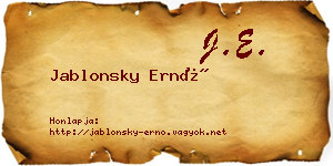 Jablonsky Ernő névjegykártya